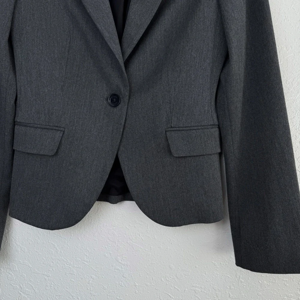 Express Charcoal Gray Single Button Tailored Blazer Jacket 6